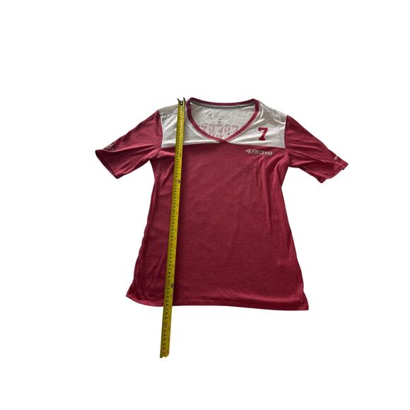 San Francisco 49ers Colin Kaepernick #7 Women’s V-Neck Graphic Tee Red NFL - Picture 2 of 3